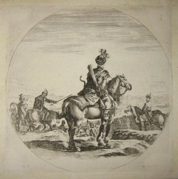 Della Bella Stefano Cavaliere polacco visto di spalle 1650 ca. Firenze